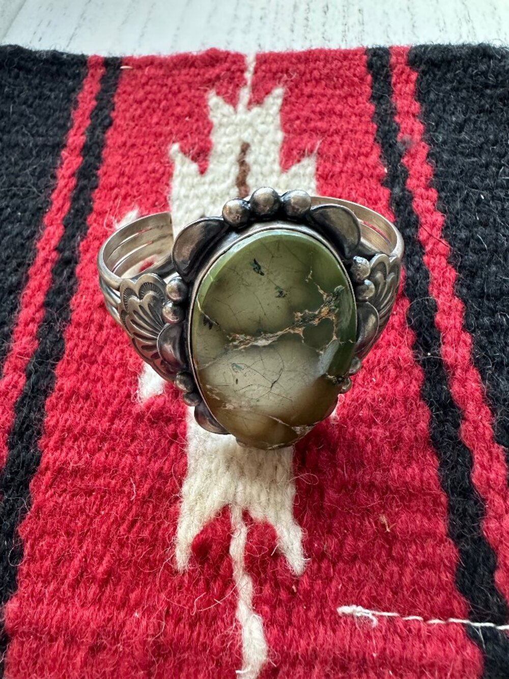 Handcrafted Sterling Silver & Royston Turquoise Cuff Bracelet By Mary Ann Spence